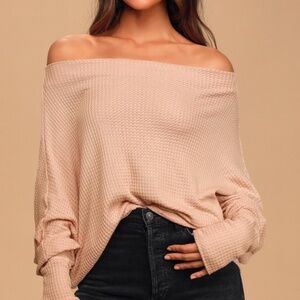 Lulus Basics Very Cool Beige Thermal Long Sleeve Top - Size XS